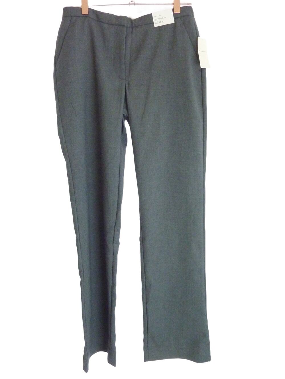 NWT Abercrombie Fitch Womens Low Rise Slim Boot Trousers Gray 4 Long Polyester